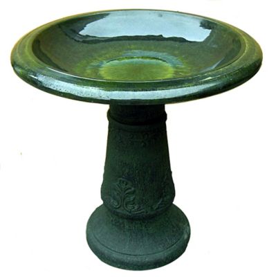 Exaco Florentine Marbleized Birdbath, Green, FM 0203 GR