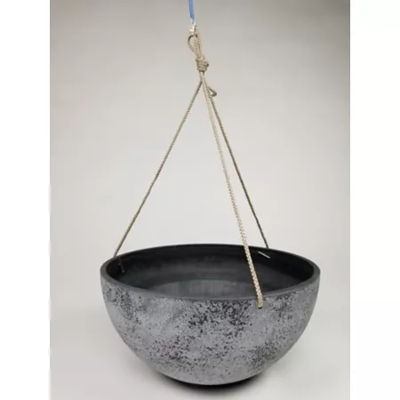 Exaco Round Hanging Planter Fiber Clay Spackled Gray Planters