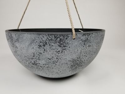 Image showing  Fiber Clay Round Hanging Planter, Spackled Gray