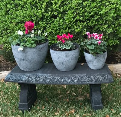 Image showing  3.5 gal. Fiber Clay Nested Planter Set, Spackled Gray, 3-Pack
