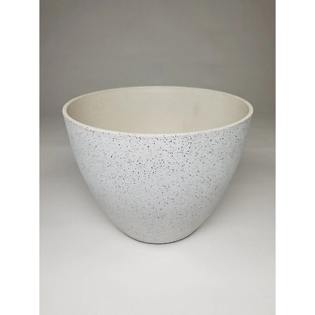 Exaco 10 gal. Fiber Clay Round Planter, Spackled White