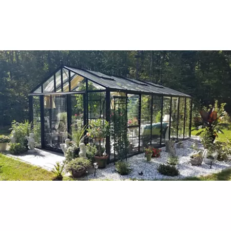 Exaco Royal Victorian VI 23 Glass Greenhouse 10 ft 2 in x 7 ft 9 in Black Hobby Greenhouses