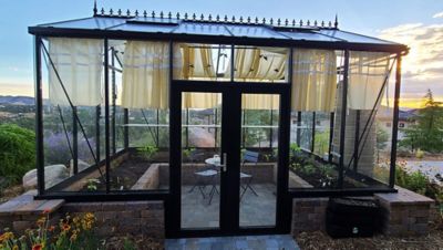 Image showing  10 ft. 2 in. x 7 ft. 9 in. Royal Victorian VI 23 Black Glass Greenhouse