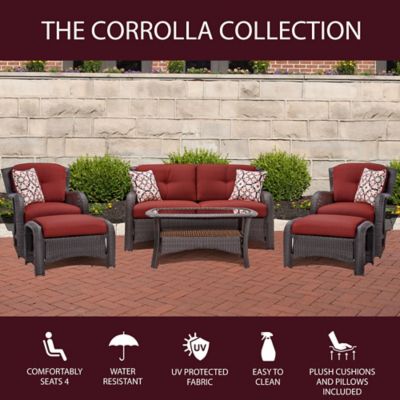 Image showing  6 pc. Corolla Outdoor Lounge Set, Red