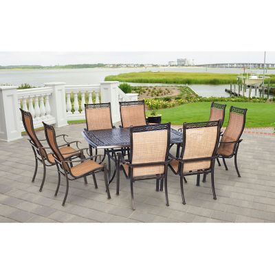 Image showing  9 pc. Legacy Outdoor Dining Set with 60 in. Large Square Table, Golden Bronze