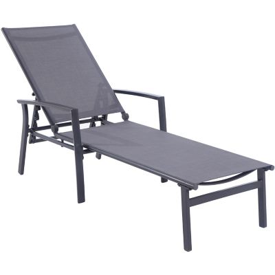 Cambridge Nova Adjustable Sling Patio Chaise Lounge Chair, Gray