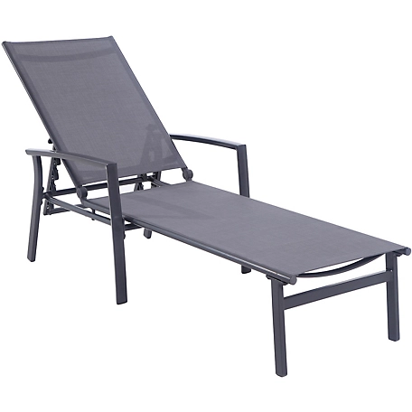 Cambridge Nova Adjustable Sling Patio Chaise Lounge Chair, Gray