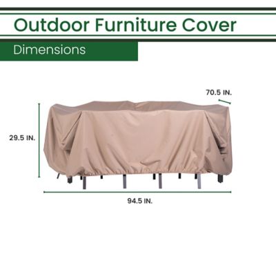 Image showing  Weatherproof Large Outdoor Furniture Cover for 7 pc. Rectangular Dining Set, 94.5 in. x 70.8 in. x 29.52 in.