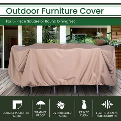 Image showing  Weatherproof Large Outdoor Furniture Cover for 7 pc. Rectangular Dining Set, 94.5 in. x 70.8 in. x 29.52 in.