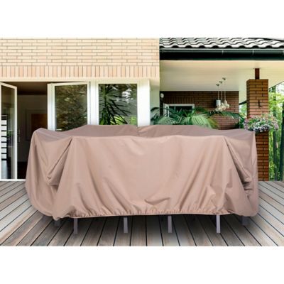 Image showing  Weatherproof Large Outdoor Furniture Cover for 7 pc. Rectangular Dining Set, 94.5 in. x 70.8 in. x 29.52 in.