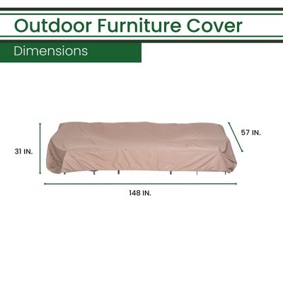Image showing  Weatherproof Large Rectangular Outdoor Furniture Cover for 4-Pc. and 6-Pc. Sofa Sets, 57-In. D x 148-In. W x 31.1-In. H