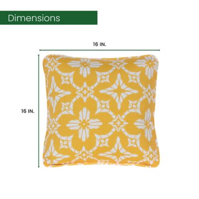Image showing  Indoor/Outdoor Floral Throw Pillow, Yellow