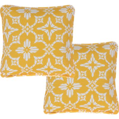 Hanover Indoor/Outdoor Floral Throw Pillows, Yellow, 2-Pack