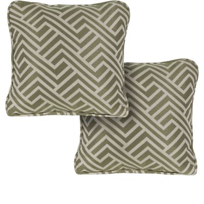 Hanover Indoor/Outdoor Geo Stripe Throw Pillows, Cilantro Green, 2-Pack