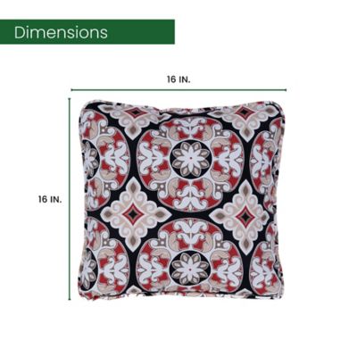 Image showing  Indoor/Outdoor Medallion Throw Pillow, Red/Black