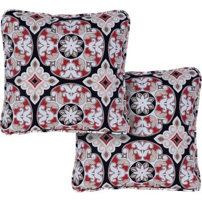Hanover Indoor/Outdoor Medallion Throw Pillows, Red/Black, 2-Pack