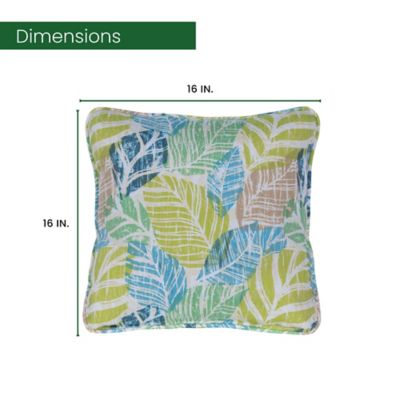 Image showing  Indoor/Outdoor Palm Throw Pillows, Green/Blue
