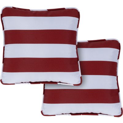 Hanover Indoor/Outdoor Striped Throw Pillows, Red, 2-Pack