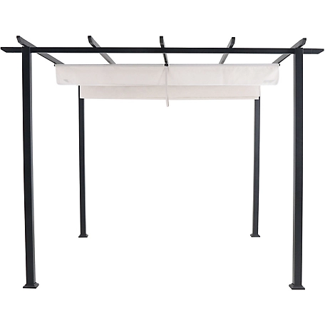 Hanover 9.8 ft. x 9.8 ft. Reed Aluminum and Steel Pergola with Adjustable Sling Canopy, Gray