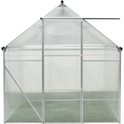 Hanover 51 in. x 75 in. Polycarbonate Walk-In Greenhouse, Walumframe Galvanized Steel Base Siding Door, Auto Vent Opener