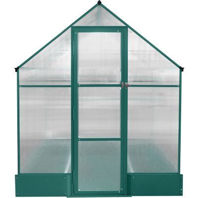 Hanover 98.4 in. x 74.8 in. Polycarbonate Walk-In Greenhouse, Planter Beds, Galvanized Steel Base, Aluminum Frame