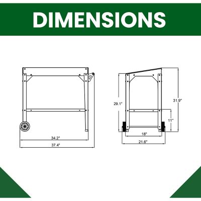 Image showing  Galvanized Steel Portable Multi-Use Two-Tier Trolley, Rolling Cart - Outdoor Garden Potting Table Work Bench, White
