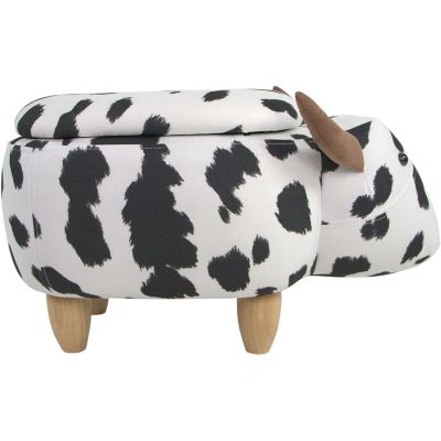Critter Sitters Cow Print Storage Ottoman, 15 in. H Seat, Black/White