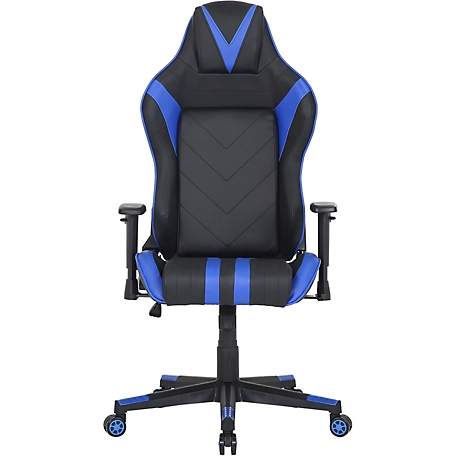 Hanover Commando Ergonomic Gaming Chair, Adjustable Gas Lift Seating, Lumbar and Neck Support, Black/Blue