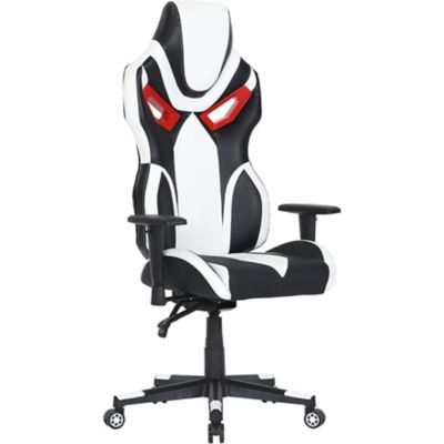 Image showing  Commando Ergonomic Gaming Chair, Adjustable Gas Lift Seating, Lumbar and Neck Support, Black/White/Red