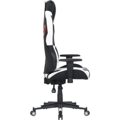 Image showing  Commando Ergonomic Gaming Chair, Adjustable Gas Lift Seating, Lumbar and Neck Support, Black/White/Red