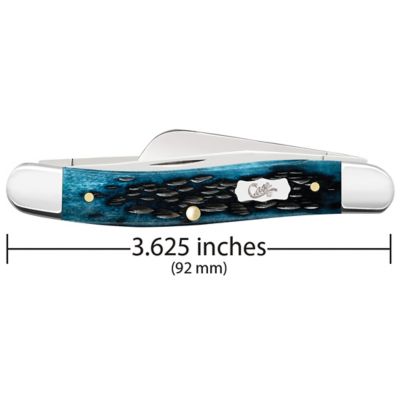 Image showing  2.57 in., 1.88 in. and 1.71 in. Pocket Worn Bone Medium Stockman Knife, Mediterranean Blue