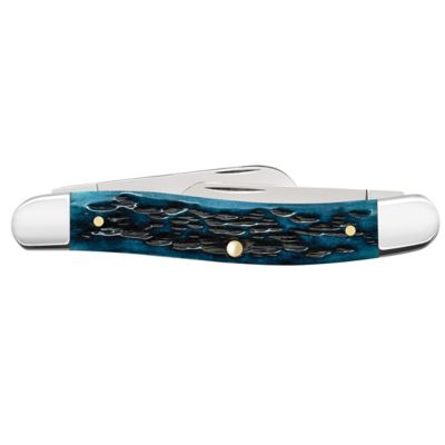 Image showing  2.57 in., 1.88 in. and 1.71 in. Pocket Worn Bone Medium Stockman Knife, Mediterranean Blue