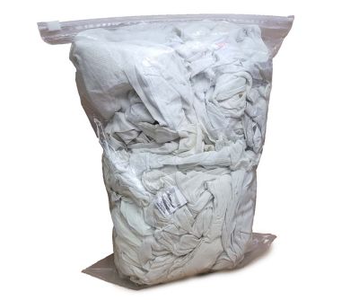 Pro-Clean Basics Recycled and Reclaimed Cleaning T-Shirt Cloth Rags, Lint-Free, 100% Cotton, White, 4 lb.