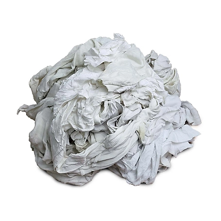 Pro-Clean Basics Recycled and Reclaimed Cleaning T-Shirt Cloth Rags, Lint-Free, 100% Cotton, White, 800 lb.