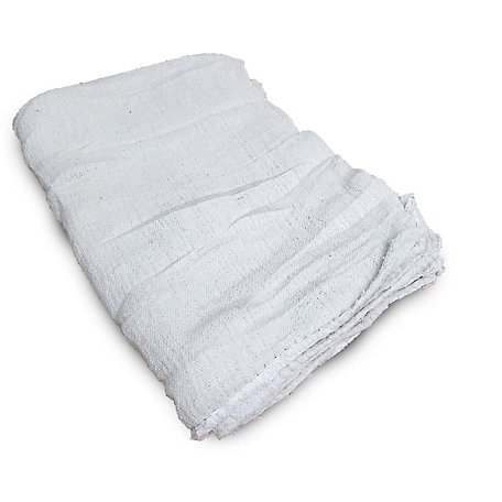 Pro-Clean Basics Premium Heavy-Duty Reusable Cleaning Shop Towels, Commercial, 100% Cotton, 10 in. x 12 in., White, 101 lb.