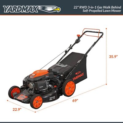 Image showing  22 in. 201cc Gas-Powered SELECT PACE 6-Speed CVT RWD High-Wheel 3-in-1 Self-Propelled Push Lawn Mower