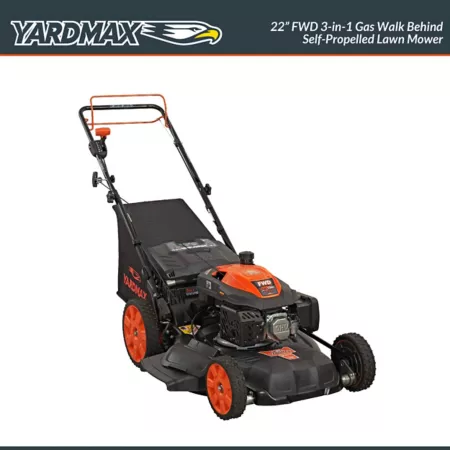 YARDMAX 22 in 201cc 3-in-1 High-Wheel Self-Propelled Push Lawn Mower with SELECT PACE 6-Speed CVT FWD Gas Engine Self Propelled Mowers