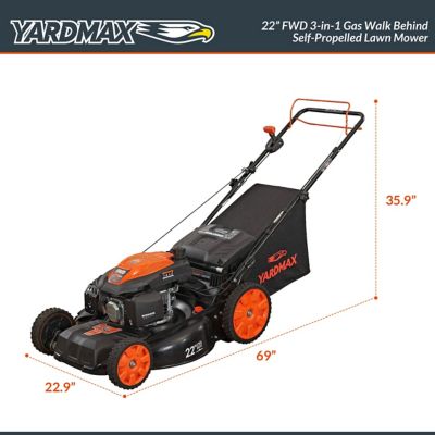 Image showing  22 in. 201cc Gas-Powered SELECT PACE 6-Speed CVT FWD High-Wheel 3-in-1 Self-Propelled Push Lawn Mower