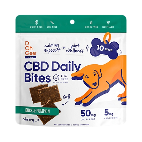 D Oh Gee CBD Daily Duck and Pumpkin Flavor Dog Anxiety Supplement, 10 ct. Bites