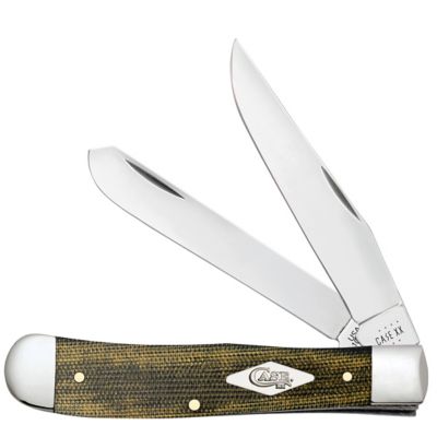 Case Cutlery 3.24 in. and 3.27 in. Micarta Trapper Knife, Green/Black