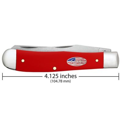 Image showing  3.24 in. and 3.27 in. American Workman Synthetic CS Trapper Knife, Red
