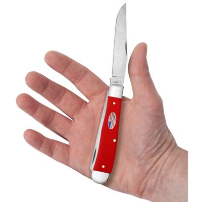 Image showing  3.24 in. and 3.27 in. American Workman Synthetic CS Trapper Knife, Red