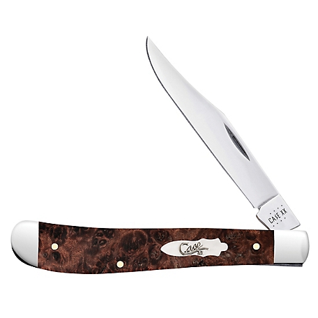 Case Cutlery 3.3 in. Maple Burl Wood Slimline Trapper Knife, Brown