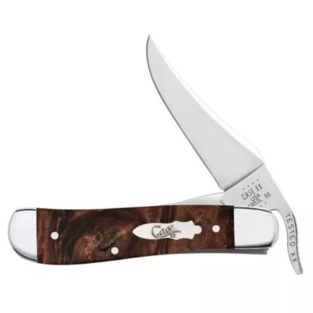 Case Cutlery RussLock 2.7" Maple Burl Wood Knife Brown Knives