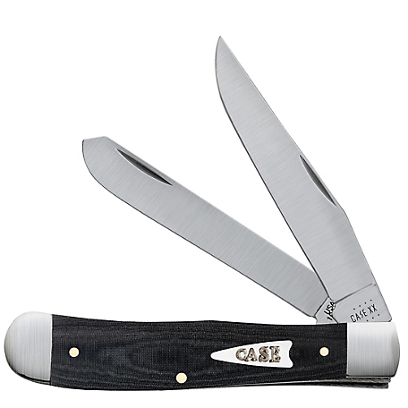 Case Cutlery 3.24 in. and 3.27 in. Micarta Trapper Knife, Black, FI27730