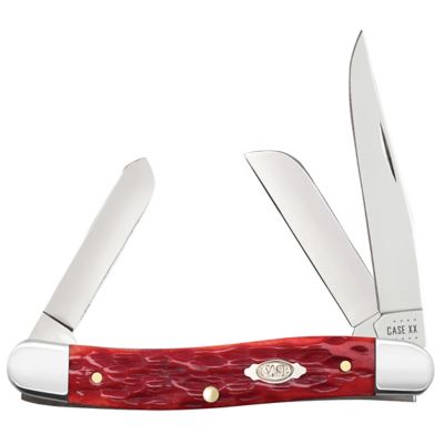 Case Cutlery 2.57 in., 1.88 in. and 1.7 in. Bone CS Medium Stockman Knife, Dark Red