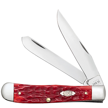 Case Cutlery 3.24 in. and 3.27 in. Bone CS Trapper Knife with Clip, Dark Red