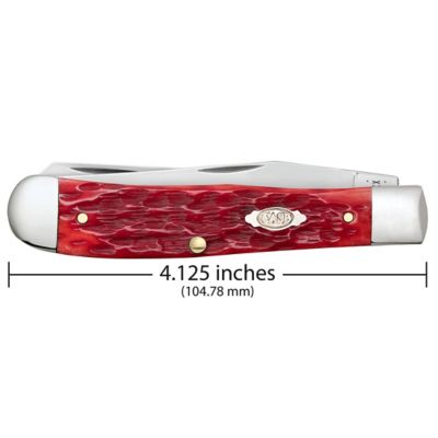 Image showing  3.24 in. and 3.27 in. Bone CS Trapper Knife with Clip, Dark Red