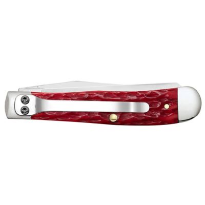 Image showing  3.24 in. and 3.27 in. Bone CS Trapper Knife with Clip, Dark Red