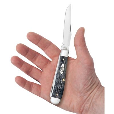 Image showing  3.24 in. and 3.27 in. Pocket Worn Bone CS Trapper Knife, Gray
